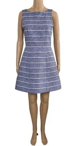 ALICE + OLIVIA Lindsey Blue Striped Sleeveless Structured A Line Mini Dress 2 - Picture 1 of 5