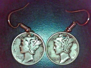 Mercury Dime or Other Coin Earrings: Many Different Years and Styles Available - Picture 1 of 6