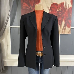 Vintage SAN LOUIS PARIS Women’s Blazer Sz 12 Polyester Dark Navy Suit Jacket - Picture 1 of 11