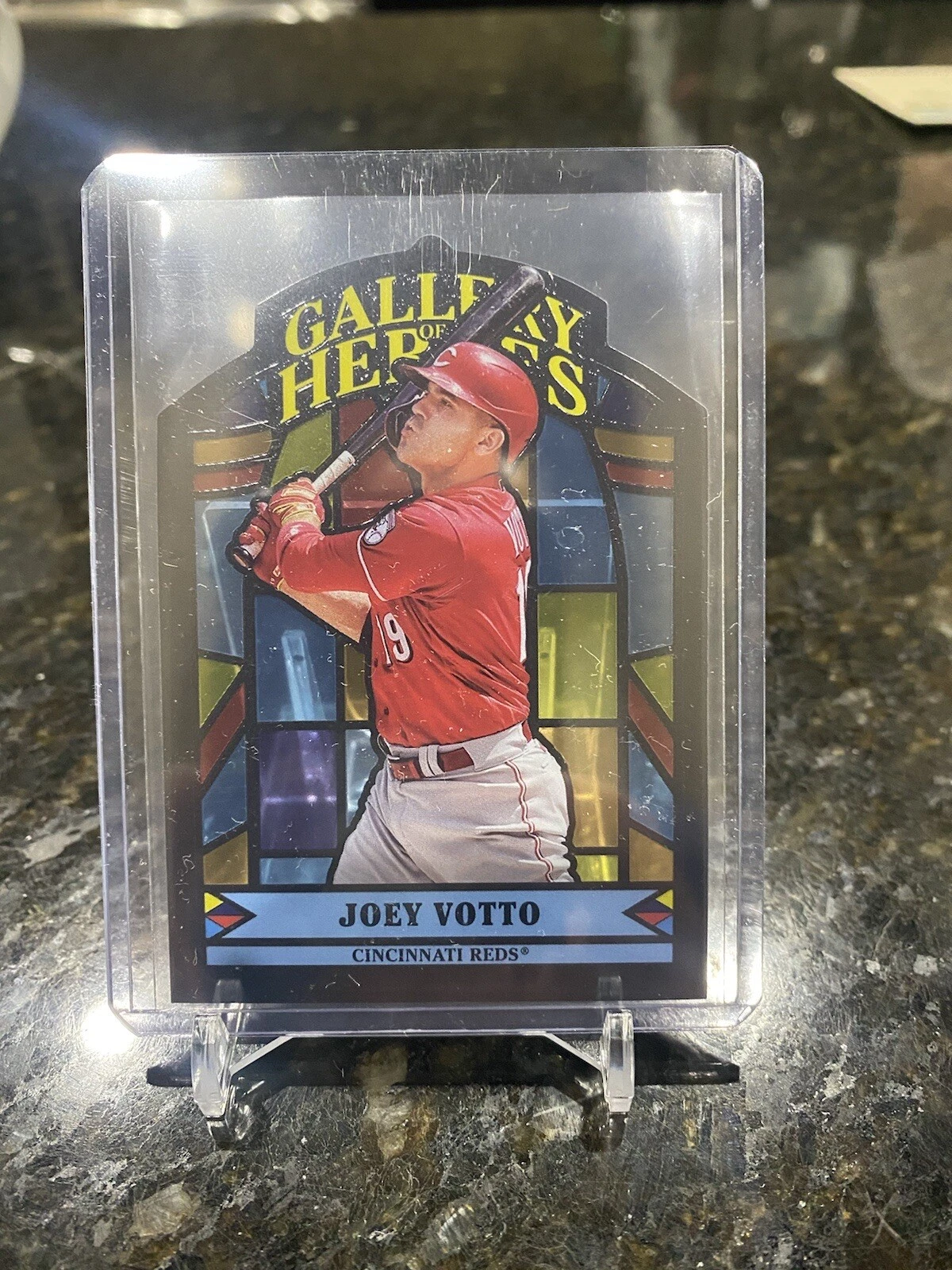 2022 TOPPS GALLERY JOEY VOTTO SSP GALLERY OF HEROES STAINED GLASS DIE-CUT REDS🔥