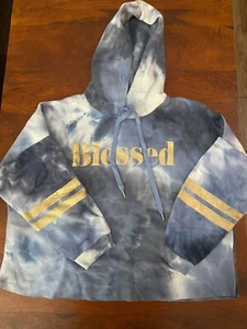 Orange Kiss Tie-Dye Hoodie Womens 1X Lightweight Pullover Long Sleeve Colorful - Picture 1 of 13