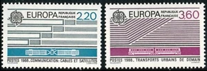 Francia 1988 MNH 2v, Transporte y Comunicación, Tren, Ferrocarriles, Europa - Imagen 1 de 1