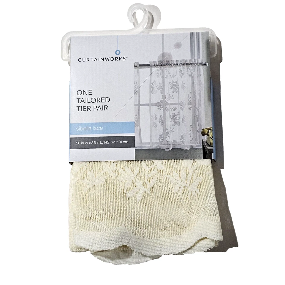 Par de encaje Sibella 56x36 pulgadas poliéster Curtainworks de un nivel a medida Foto 1 de 1