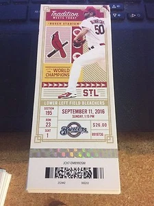2016 ST. LOUIS CARDINALS VS BREWERS TICKETS STUB 9/11 RYAN BRAUN HR #282 - Picture 1 of 1