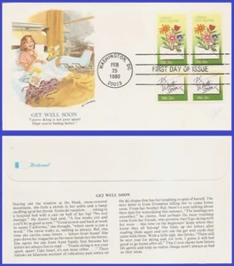 USA4 #1807-08 U/A FLEETWOOD FDC BL4 Letter Writing - Imagen 1 de 1