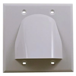 White Double-Gang Low Voltage Cable Pass Through Wall Face Plate (5 Pack) - Picture 1 of 1