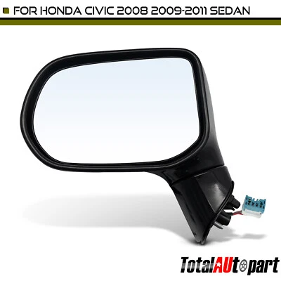 Espejo retrovisor plegable manual negro con calefacción para Honda Civic 2008-2011 lado izquierdo del conductor Foto 1 de 4