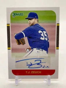 T.J. Zeuch 2021 Panini Donruss Auto #87S-TJ Colorado Rockies - Picture 1 of 2