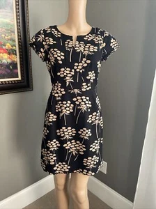 Boden Brown Black & Tan Textured Floral Sheath Dress Petite US 4P - UK 8P - Picture 1 of 7