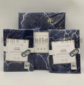 Pottery Barn Teen Storm Glow-in-Dark Full Queen Duvet 2 Standard Sham Blue #F55L - Picture 1 of 5