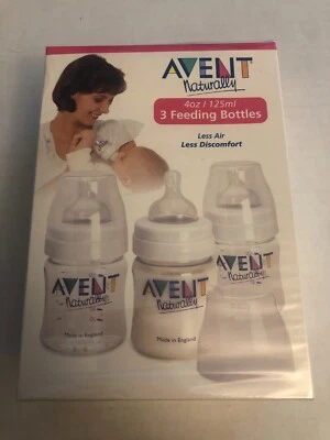 Avent Naturally 3 Trinkflaschen - 4oz./125ml. (Neu/Versiegelt) - Bild 1 von 2