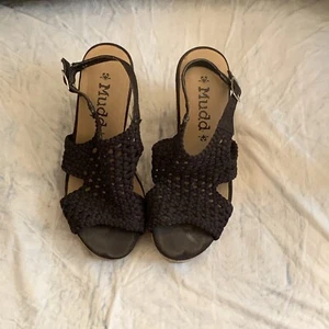 Women Mudd Wedge Heels Sandals size(7)color Black,Tan - Picture 1 of 7