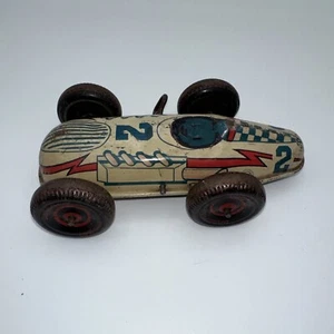 Vintage Tin ORIGINAL wind up race car open wheel WORKS AWESOME VINTAGE toy - Picture 1 of 7