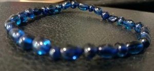 7.5" NATURAL RARE BEAUTIFUL UNISEX CARIBBEAN BLUE AMBER STRETCH BRACELET - Picture 1 of 6