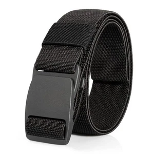 Mens Nylon Plastic Buckle Belt, Casual Web Stretchy Belt for Men, Black, Size S - Picture 1 of 7