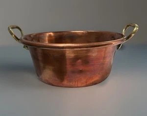 Antique Copper Candy Kettle Pot Cauldron Brass Handles Rolled Edge Large Heavy - Picture 1 of 7