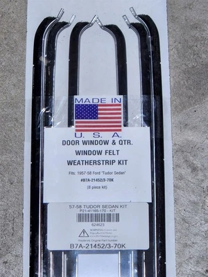 Kit de fieltro de ventana de puerta Ford Custom & Fairlane 1957-58 sedán de 2 puertas #70 Foto 1 de 2