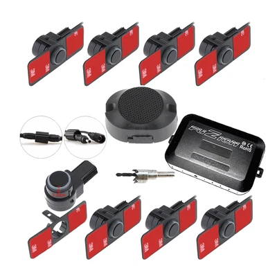 KIT 8 SENSORI DI PARCHEGGIO FRONTE/RETRO INVISIBILI CON CICALINO Nero - Image 1 of 4