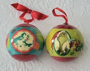 Par de adornos de bola de Navidad 3"D Grinch & Max sello Dr. Seuss Enterprises - Imagen 1 de 13