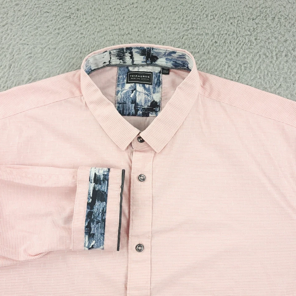 7 Diamonds Playday Dobby Stretch Woven Shirt Mens 2XL Pink Long Sleeve Casual - Imagem 1 de 4