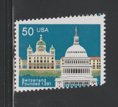 US EFO ERROR Stamps #2532 .50 Switzerland: Diagonal Perf Shift! MNH - Image 1 of 2