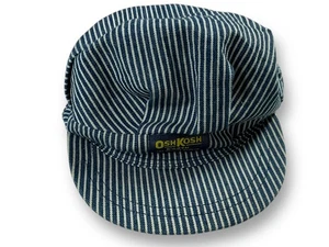 Vintage Oshkosh B'Gosh Train Conductor Snapback Hat Kids 2-7 Blue Pinstripe USA - Picture 1 of 9