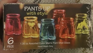 6 Piece Assorted Color Men's Pant Shot Glasses, 1.35oz * Pants Up With Style - Picture 1 of 13