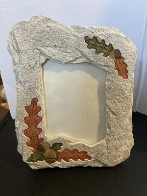 Fall Holiday Decor Picture Frame Painted Leaves Ceramic - Image 1 of 4