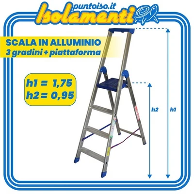 Scala Marchetti Climb 04 20873 Alluminio 3 Gradini + Piattaforma Parapetto 60 cm - Immagine 1 di 4