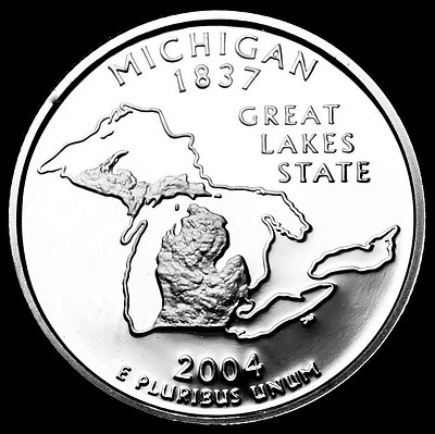 2004 S Michigan Mint Silver Proof Statehood Washington Quarter from US Proof Set - Image 1 of 2