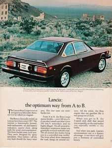 1978 Lancia Beta Coupe, Very Sharp Standard-Size USA Issue Magazine Ad - Picture 1 of 1
