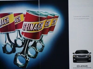 1998 Lexus ES 300 Vintage Spinat I Yam What I Yam 2 Seiten Originaldruck Anzeige - Bild 1 von 5