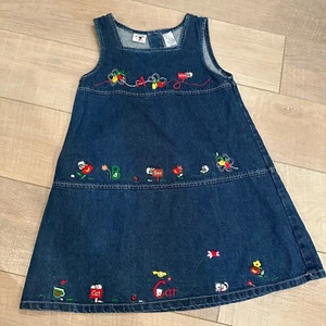 DUCKHEAD MÄDCHEN 6X DENIM BESTICKT PULLOVER VINTAGE SCHULKLEID - Bild 1 von 7