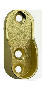 2 X OVAL WARDROBE HANGING RAIL END SUPPORT BRACKETS BRASS GOLD END 20MM x 45MM - Picture 1 of 9
