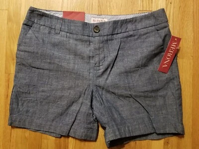 Merona $19,99 новый с Ярлыками размер 2 женщин Chambray синий Chino хлопок шорты 30 x 5» по внутреннему шву - Изображение 1 из 4