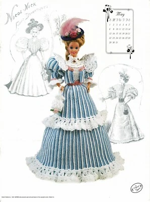 Crochet Gibson Girl Collection Fashion Doll Gown Dress Pattern Miss May 1994 - Image 1 of 2