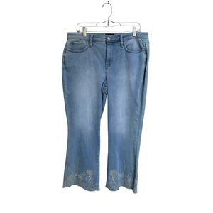 NYDJ Not Your Daughter's Jeans Blumen bestickt Schlagjeans Medium Wash Größe 12 - Bild 1 von 4