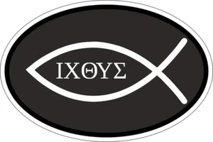 Sticker adesivi adesivo bandiera ovale codice paese ichtus ixoye gesu - Picture 1 of 1