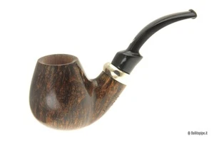 Pipa Fiamma di Re - 2 Corone ♕♕ - con vera in argento  - Bent Billiard - Foto 1 di 6