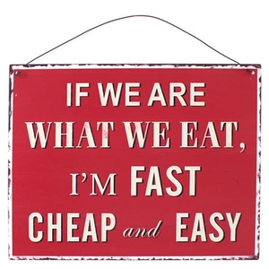 "IF WE ARE WHAT WE EAT, I'M FAST..." Vintage 50s Blechschild Rockabilly - Bild 1 von 1