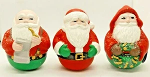 Christmas 3 Santa's Figurines Showing Different Santa Garb 3 1/2" Tall - Picture 1 of 12