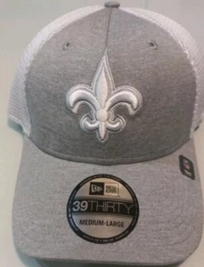 New Orleans Saints Hat New Era Heather Gray Med/Lg Flex 39THIRTY w/Silver Logo - Picture 1 of 6