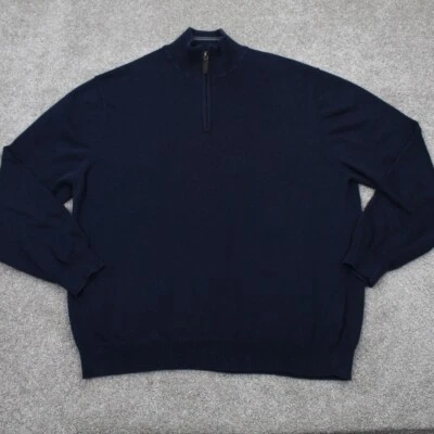 Eddie Bauer Sweatshirt Mens XL Blue Cotton/Cashmere 1/4 Zip Long Sleeve Pullover - Image 1 of 4