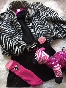 Set Zebra Print Jacket/ Turtleneck/Skort/Long Socks/Pants/Purse Size 8 Gymboree - Picture 1 of 12