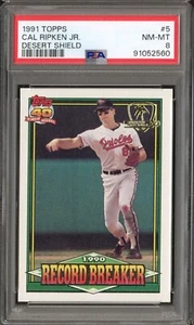 1991 Topps Record Breaker Cal Ripken Jr Desert Shield #5 PSA 8 Near Mint HOF - Picture 1 of 2
