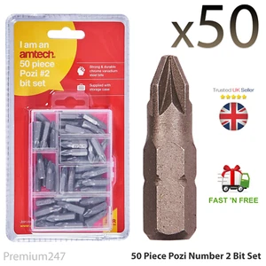 50 Stück Nr. 2 Pozi Schraubendreher PZ2 Antriebsbits Set Schlagklasse mit AUFBEWAHRUNGSKOFFER - Bild 1 von 12