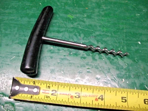VINTAGE CORKSCREW w/ ROCK HARD BLACK MYSTERY HANDLE - Picture 1 of 3