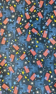 BTY X 44"W Fabric USA Flags Patriotic By Santee Patriotic Quilting Sewing - Image 1 of 3