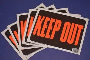 5 KEEP OUT Signs 9" x 12" Fluorescent Orange Plastic HYKO HY-KO - Picture 1 of 4