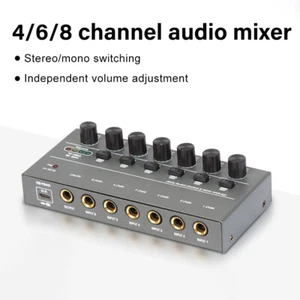 Audio Mixer with Mono Stereo Switching Sound Card Ultra Low Noise 4/6/8 Channel - Bild 1 von 22